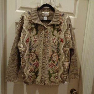 Vintage cardigan sweater by Heirloom Collectibles Embroidery over knit